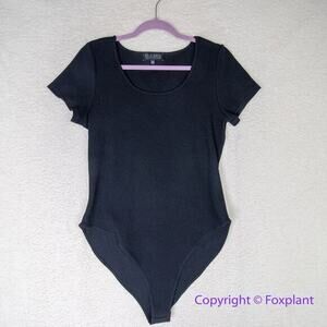 New!  Eloquii black short sleeve rib bodysuit round‎ neck, size 18/20